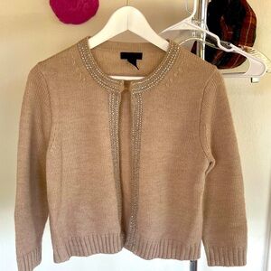 J. Crew Beige Cardigan with Sparkling Trim